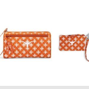 University of Texas Vera Bradley Bundle INCLUDES ID Lanyard + Front Zip Wristlet